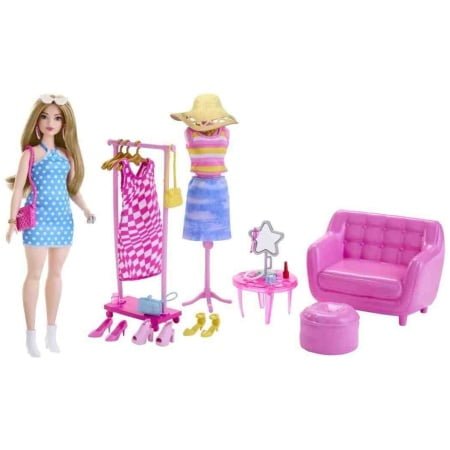 Barbie'nin Kıyafet Ve Aksesuar Askısı Oyun Seti Hpl78