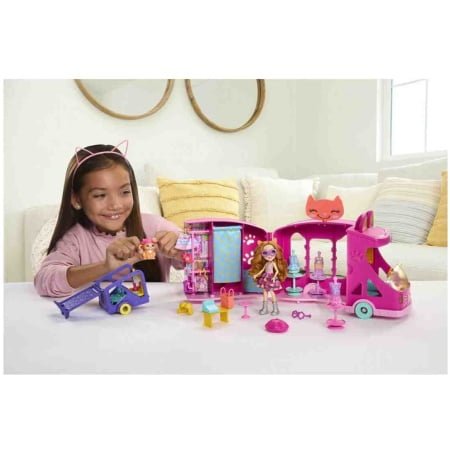 Enchantimals Kedi Temalı Moda Otobüsü Hpb34