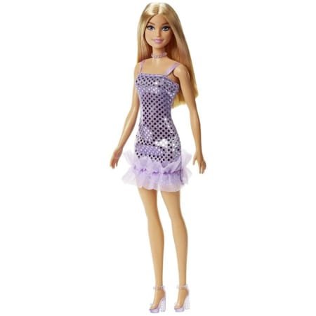 Barbie Pırıltılı Bebekler T7580-HJR93 Lila Elbiseli