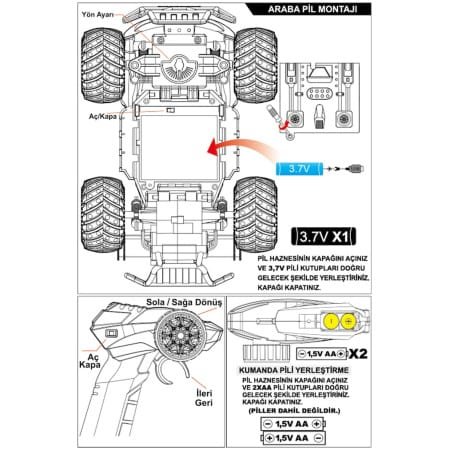 Vardem - Uzaktan Kumandalı Full Fonksiyon 1:14 Şarjlı 2.4G Off-Road Araba YD898-MT1861